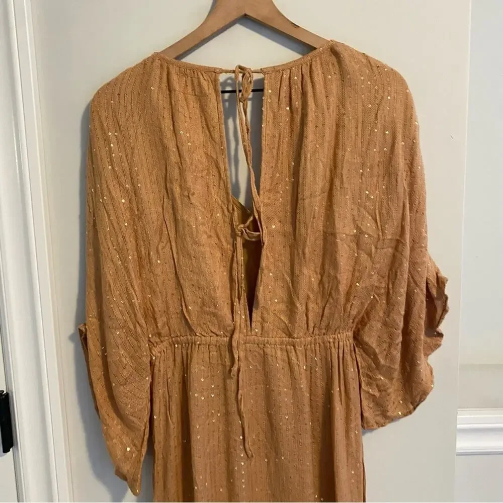 NWT Sundress Bronze Sequin Sexy Maxi Dress XS/S